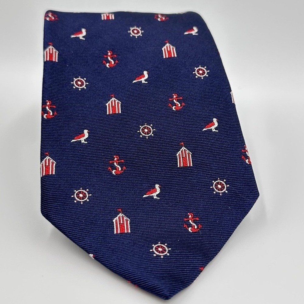 Brooks‎ Brothers Tie Mens Navy Nautical Makers and Merchants Anchors
